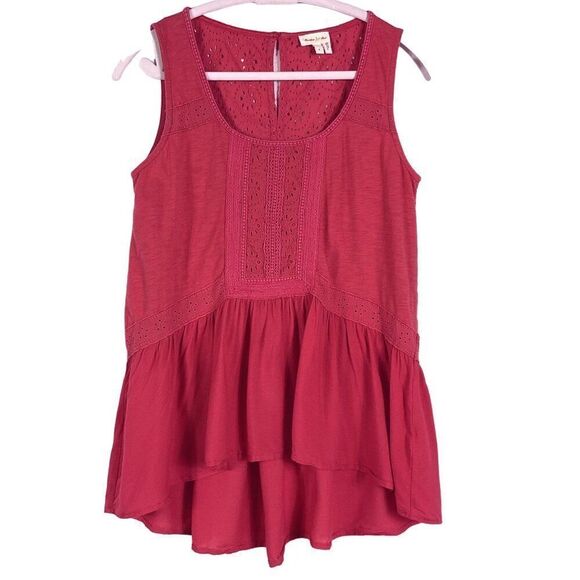 Anthropologie Meadow Rue Pink Eyelet Sleeveless Tunic Top Size Small - Picture 1 of 8